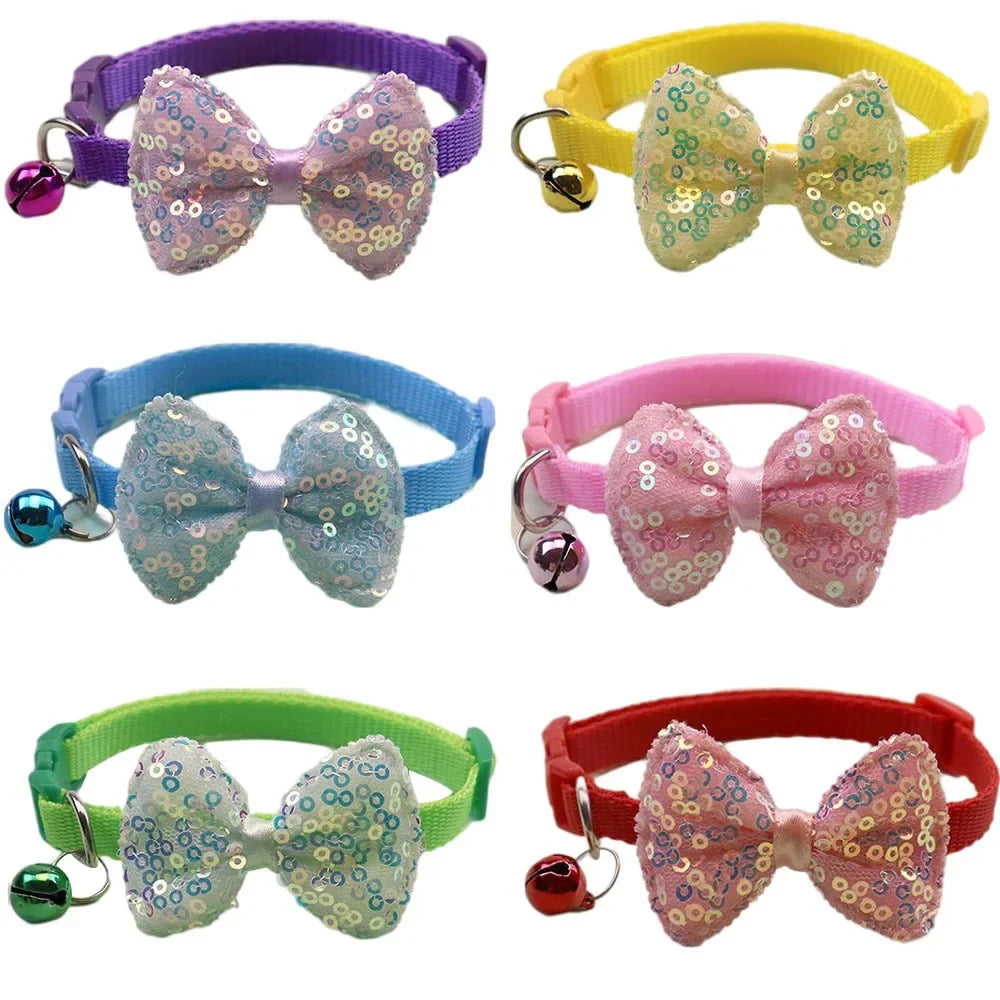 Pet Collars New Pet Bow Bell Collars Cute Cat Collars Pet Supplies Multicolor Adjustable Pet Dressing Tool Pet Accessories