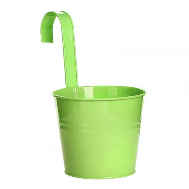 Hanging Flower Pot Sturdy Natural Style Iron Exquisite Metal Bucket for Balcony