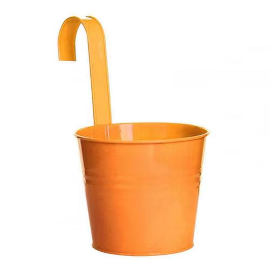 Hanging Flower Pot Sturdy Natural Style Iron Exquisite Metal Bucket for Balcony